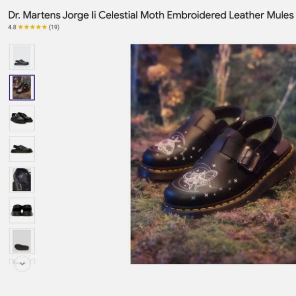 Dr. Martens JORGE II CELESTIAL MOTH EMBROIDERED MULES MSRP$210 Chic & Grunge - Picture 7 of 16